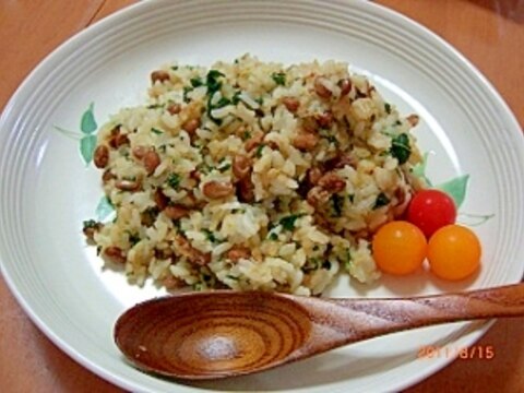 納豆とモロヘイヤの焼き飯